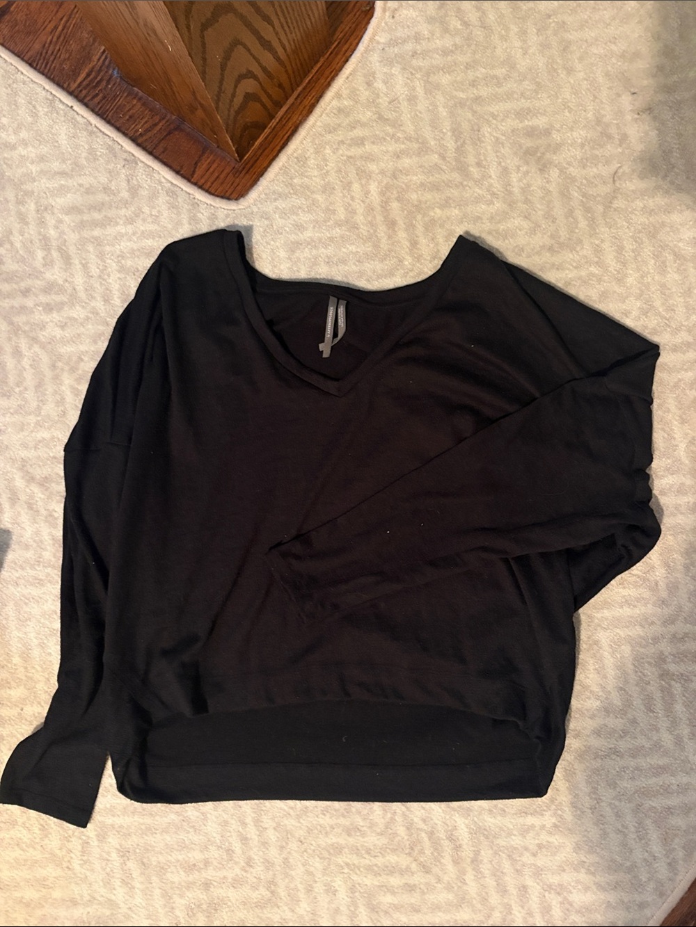 Anthropologie Black V-Neck Lightweight Pullover Sweatshirt